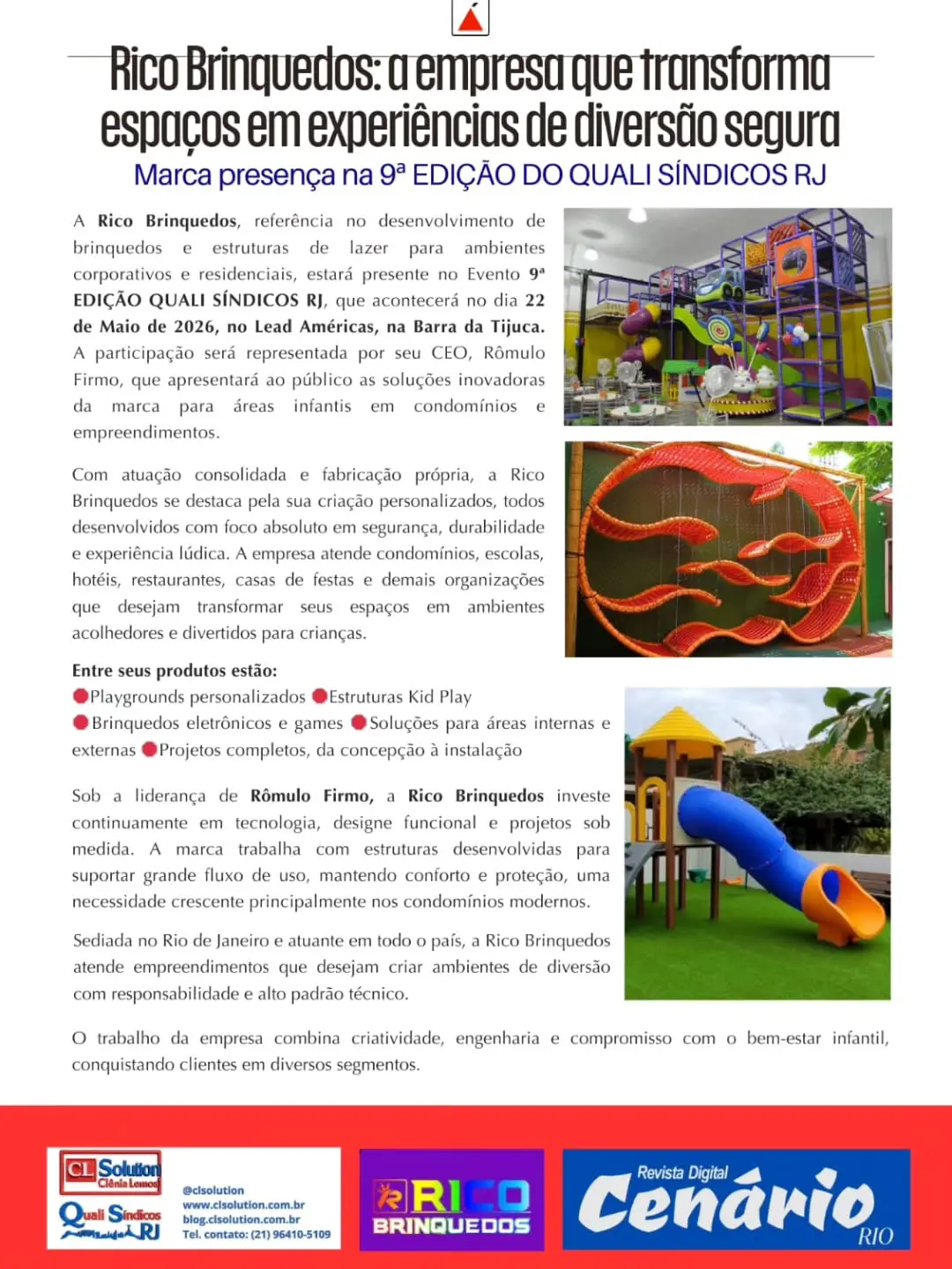 Rico Brinquedos no Quali Síndicos RJ: Segurança e Lazer Infantil para Condomínios