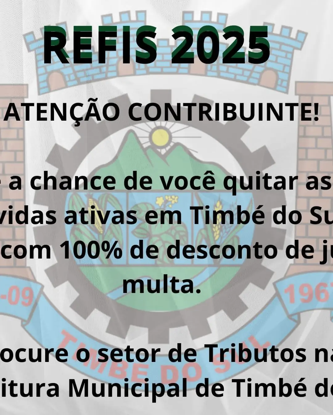 Timbé do Sul Oferece REFIS com Descontos de Até 100% em Juros e Multas