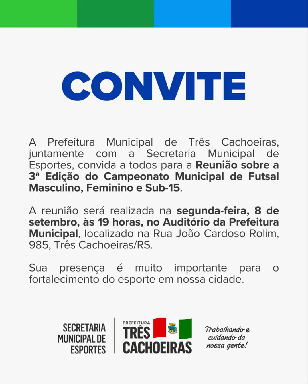 Três Cachoeiras Promove Reunião para o Campeonato Municipal de Futsal 2025