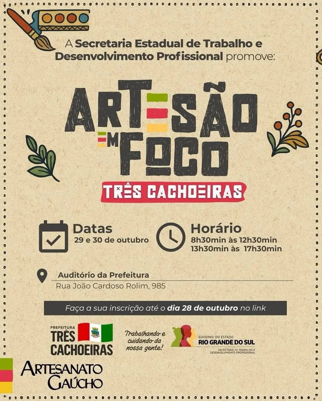 Três Cachoeiras Sediará Seminário Regional Artesão em Foco 2025