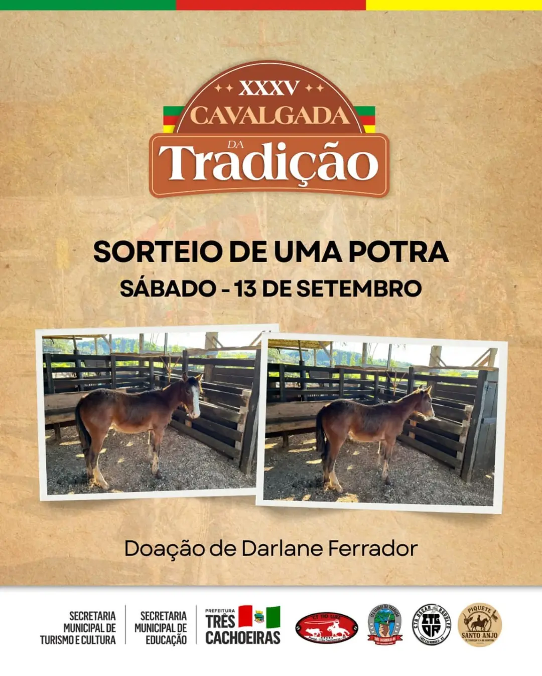 Três Cachoeiras Promove Cavalgada da Tradição com Sorteio de Potra