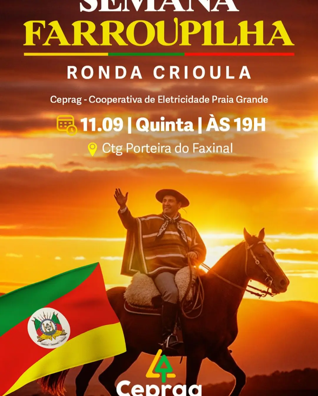 Praia Grande celebra Semana Farroupilha com Ronda Crioula patrocinada pela Ceprag