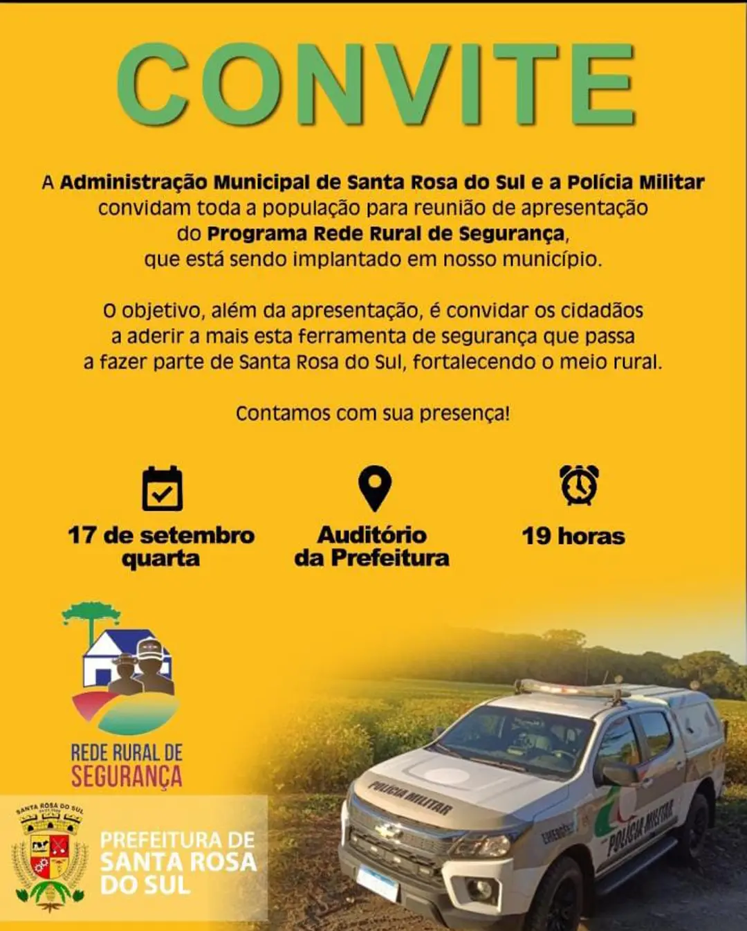 Santa Rosa do Sul Implementa Rede Rural de Segurança com Apoio da Polícia Militar
