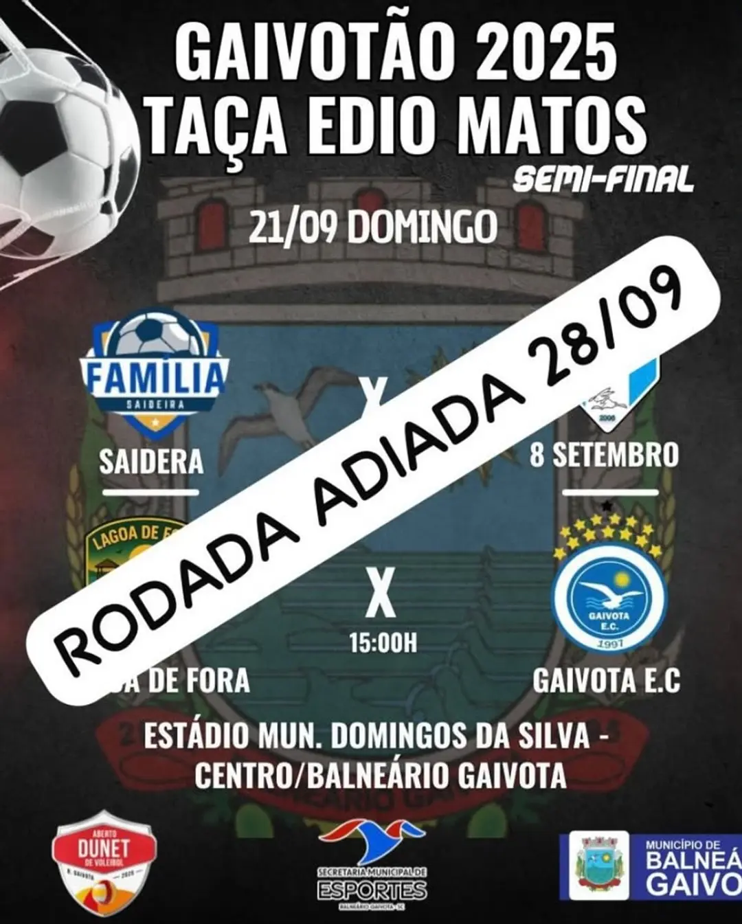 Semifinais do Gaivotão 2025 Canceladas em Balneário Gaivota Devido ao Mau Tempo