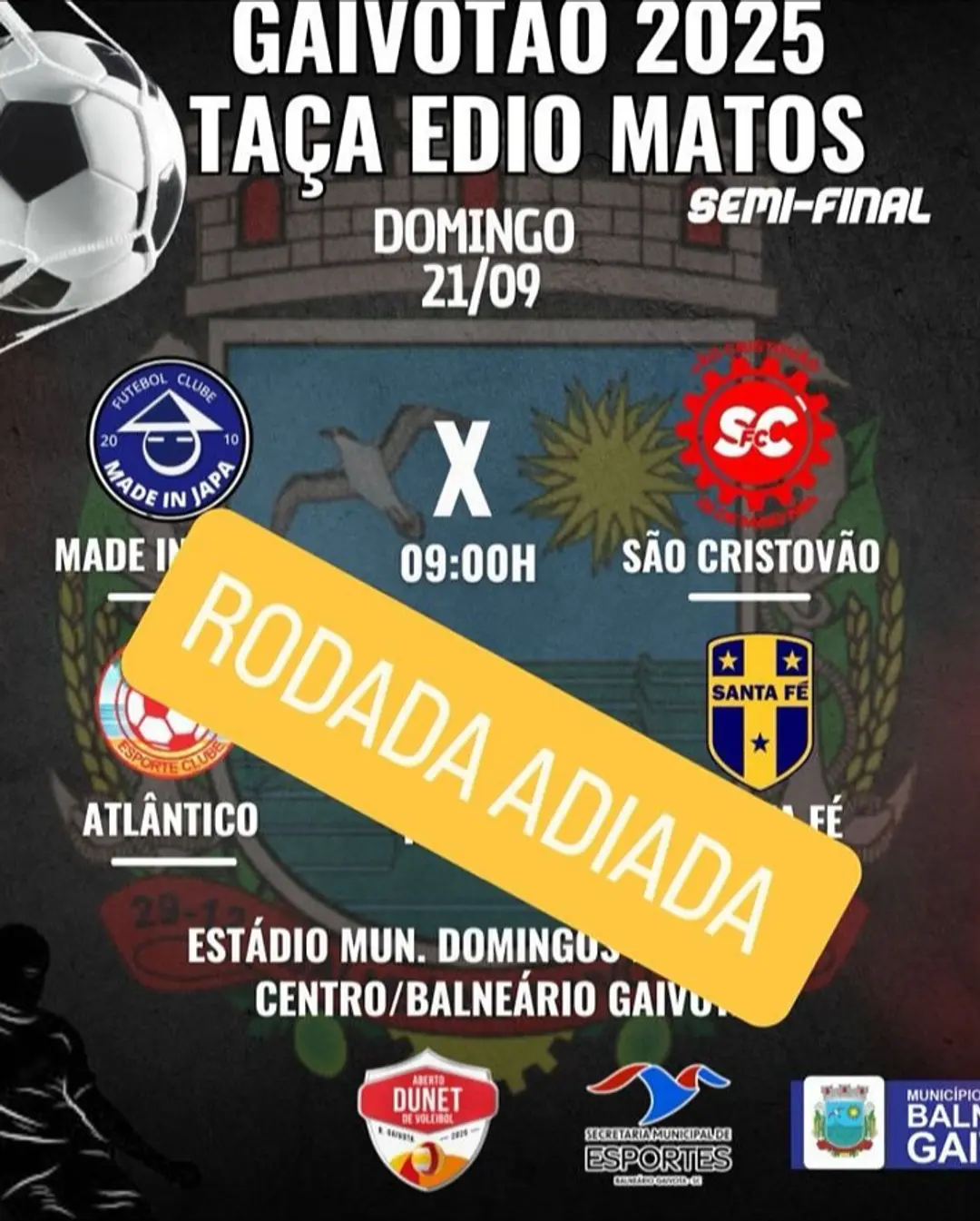 Semifinais do Gaivotão 2025 Canceladas em Balneário Gaivota Devido ao Mau Tempo