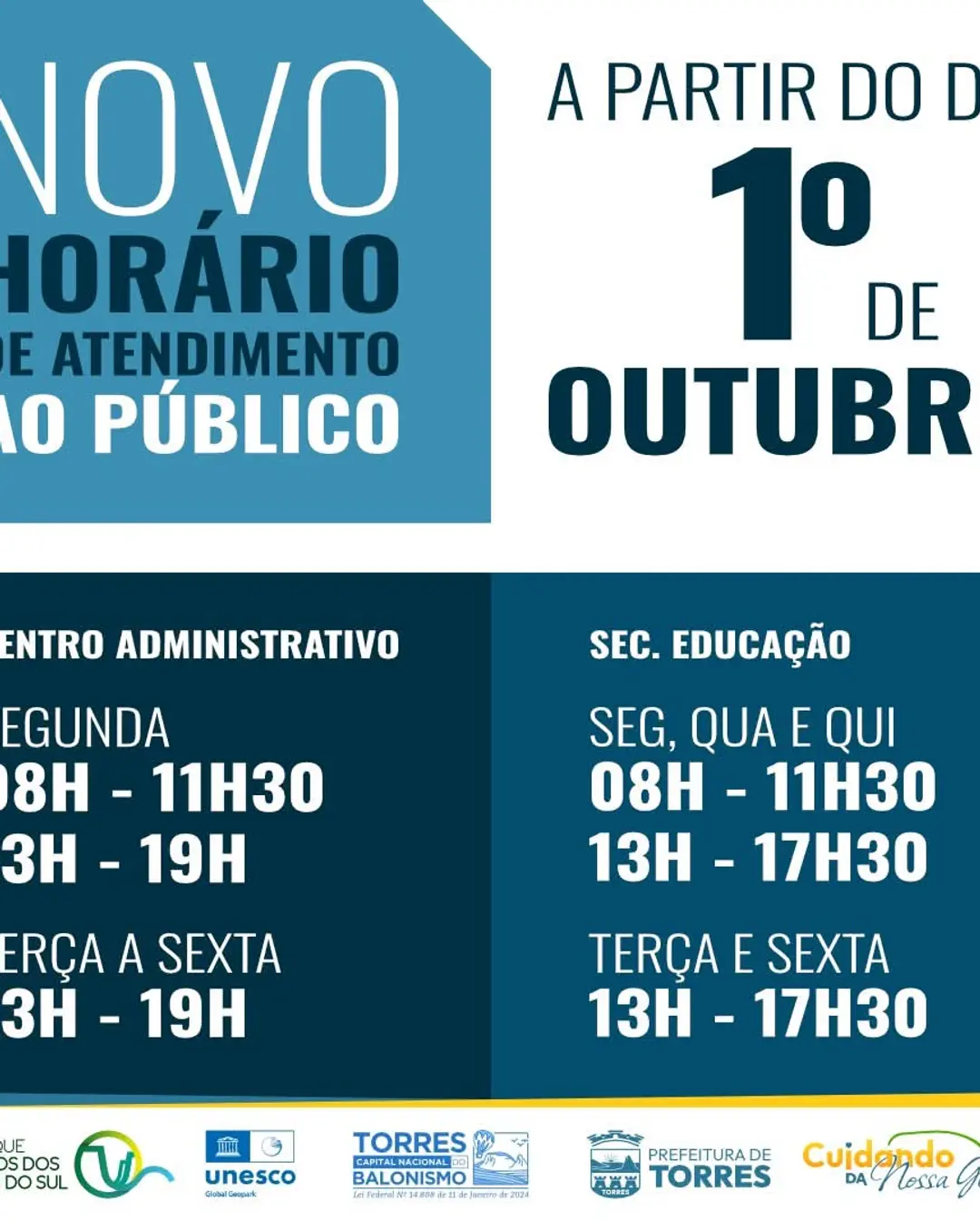 Prefeitura de Torres Altera Horário de Atendimento ao Público a Partir de Outubro