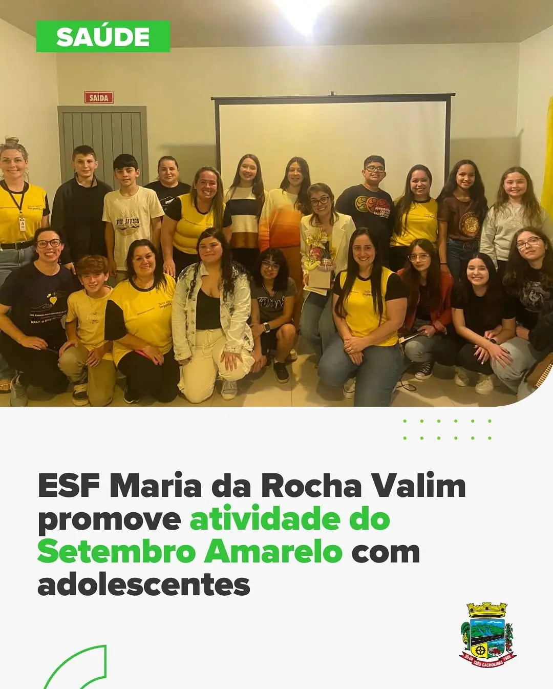 Três Cachoeiras promove ação de Setembro Amarelo com adolescentes sobre saúde mental