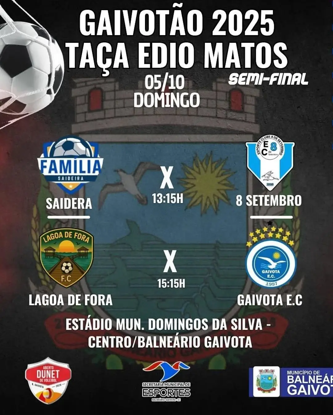 Gaivotão DUNET 2025: Semifinais Agitam Balneário Gaivota Neste Domingo