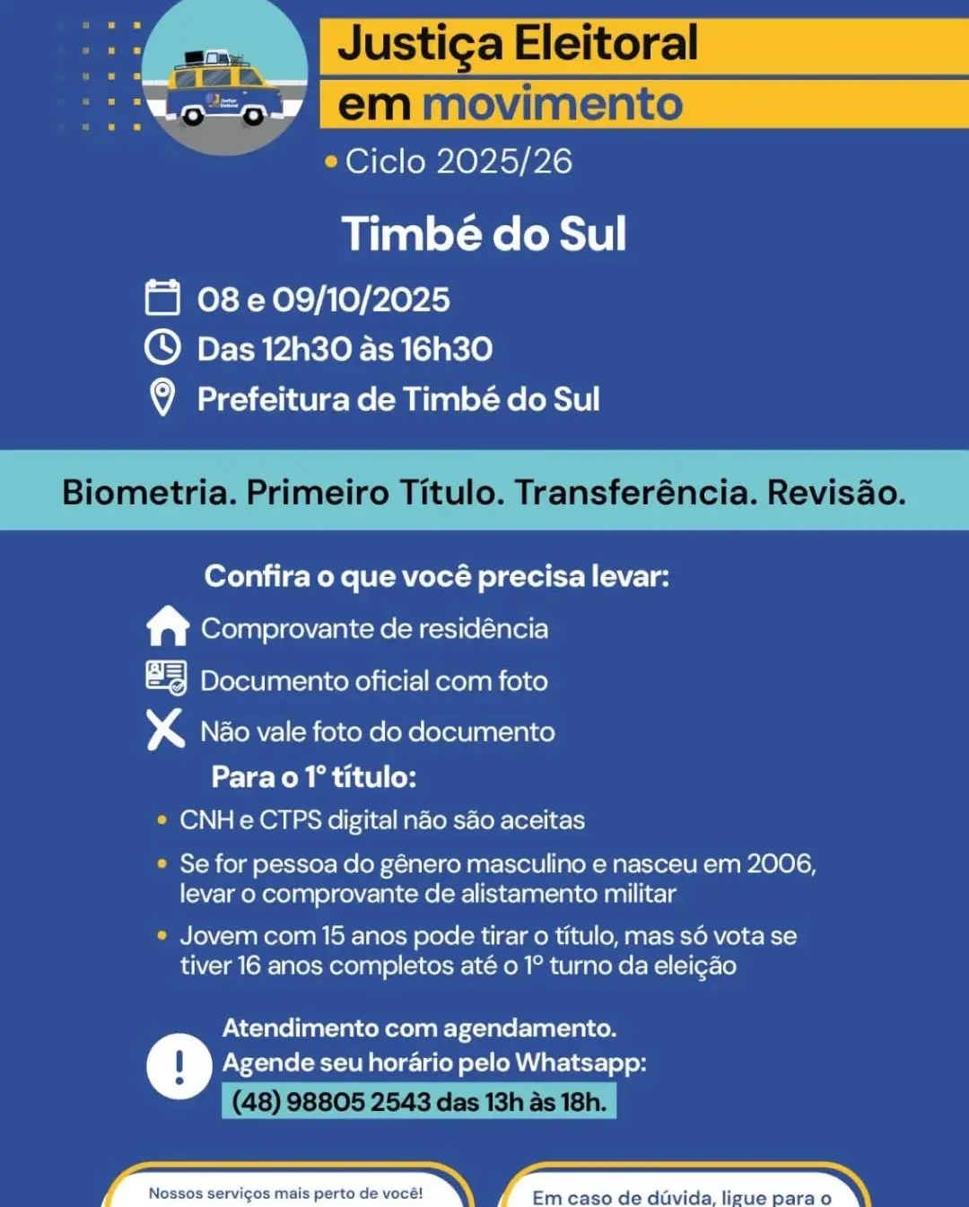 Eleitores de Timbé do Sul têm oportunidade de regularizar situação eleitoral em outubro