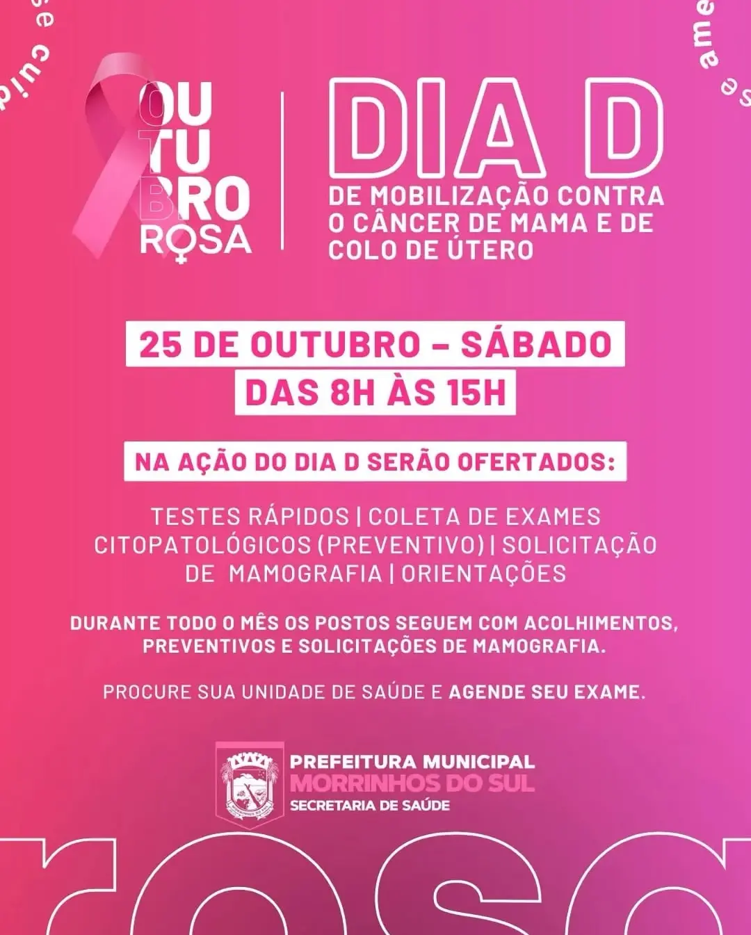 Morrinhos do Sul Promove Dia D de Mobilização Contra o Câncer de Mama e Colo do Útero