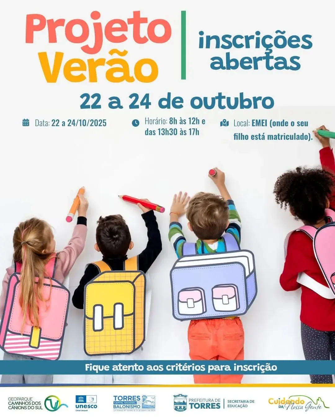 Projeto Verão da Educação Infantil em Torres: Inscrições Abertas para 2025/2026