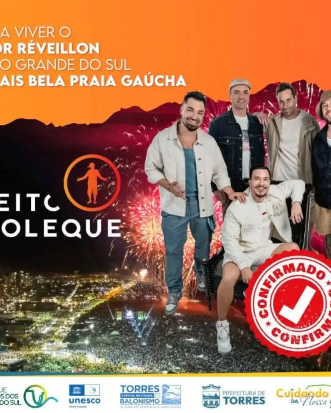 Jeito Moleque é a atração principal do Réveillon 2026 em Torres