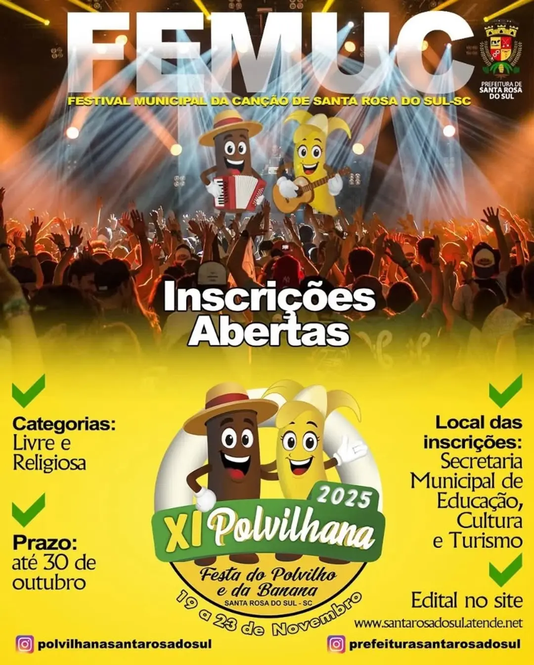 FEMUC Prorrogado: Santa Rosa do Sul Estende Prazo para Inscrições no Festival da Canção