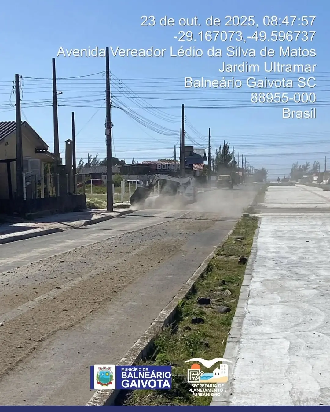 Balneário Gaivota Avança com Obras de Infraestrutura em Diversas Frentes