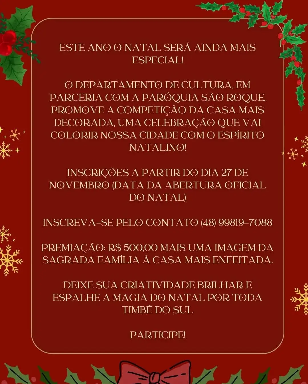 Timbé do Sul promove concurso de decoração natalina e premia a casa mais enfeitada