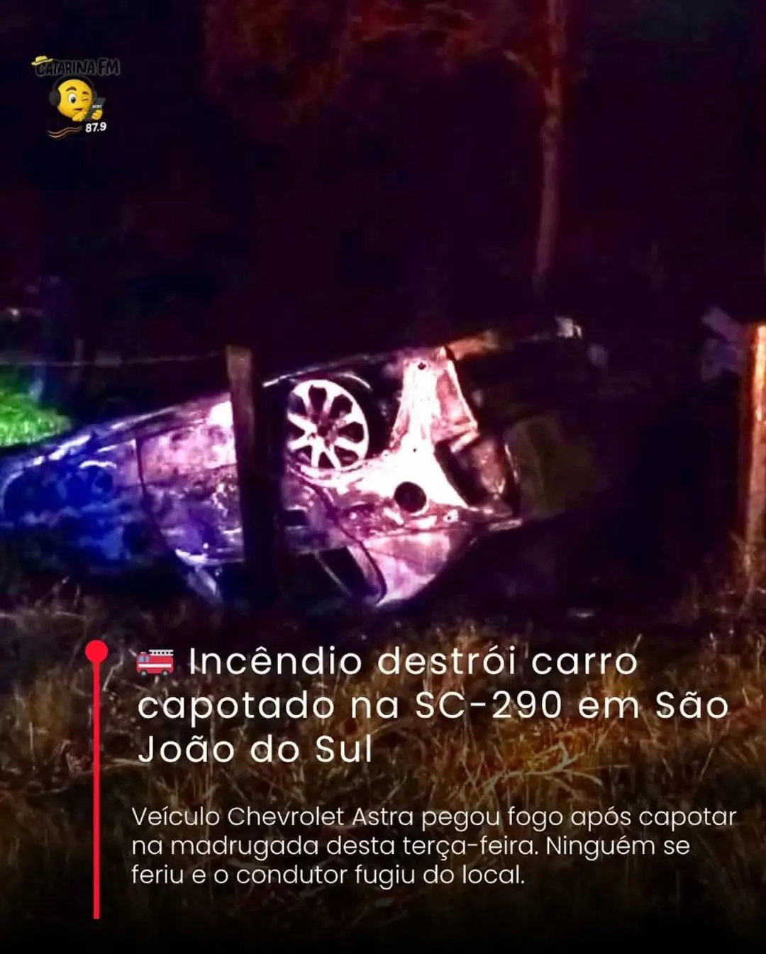 Incêndio em veículo mobiliza bombeiros na SC-290 em São João do Sul