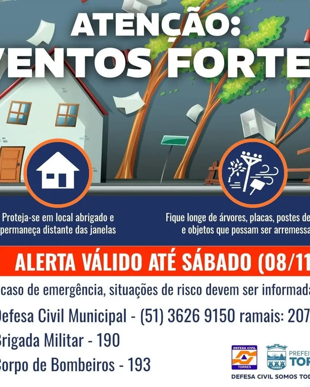 Torres em Alerta: Ventos Costeiros Fortes e Chuvas Intensas Previstos