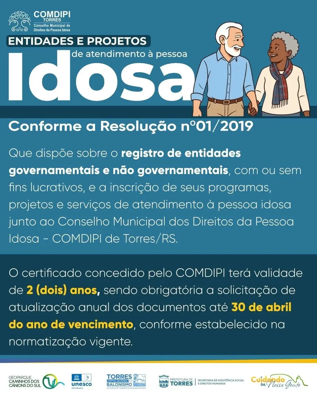 Atenção, Torres! Regularização de entidades que atendem idosos é obrigatória