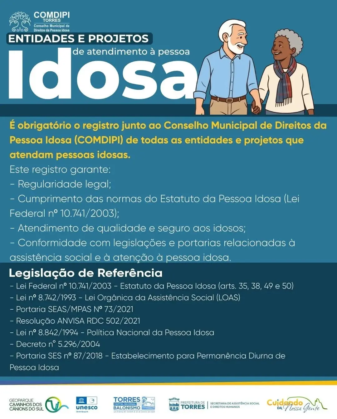 Atenção, Torres! Regularização de entidades que atendem idosos é obrigatória