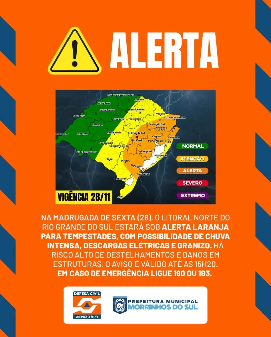 Morrinhos do Sul em Alerta Laranja: Tempestades Fortes Previstas no Litoral Norte do RS