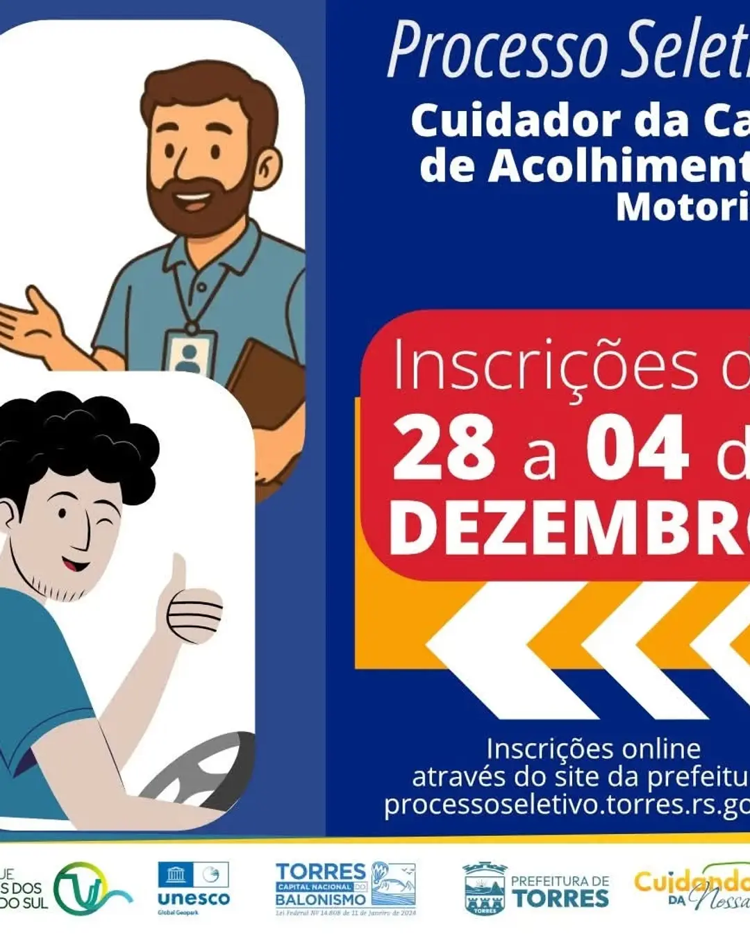 Prefeitura de Torres Abre Processo Seletivo para Cuidador e Motorista