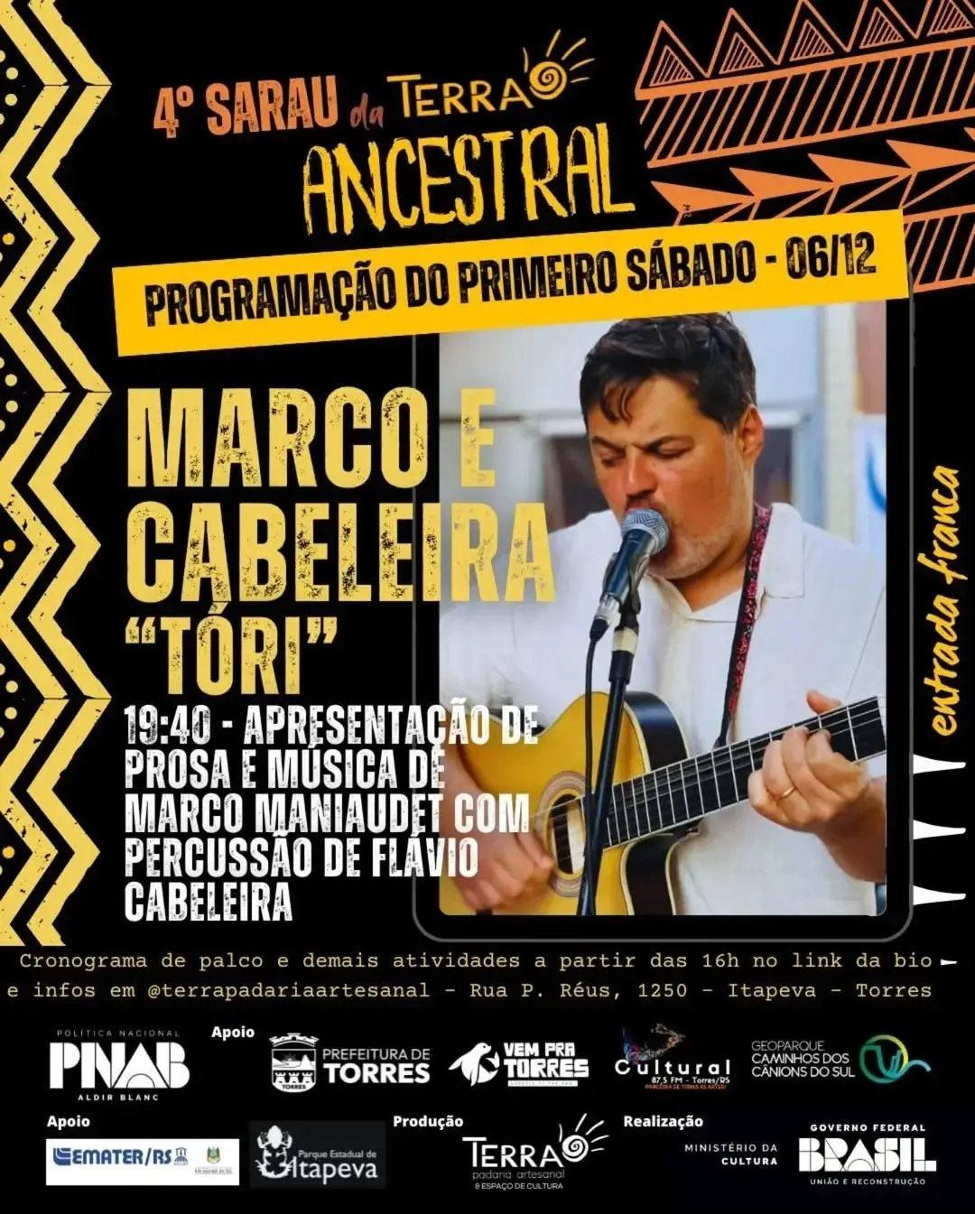 Torres Celebra a Cultura e Solidariedade no Sarau da Terra "Ancestral"