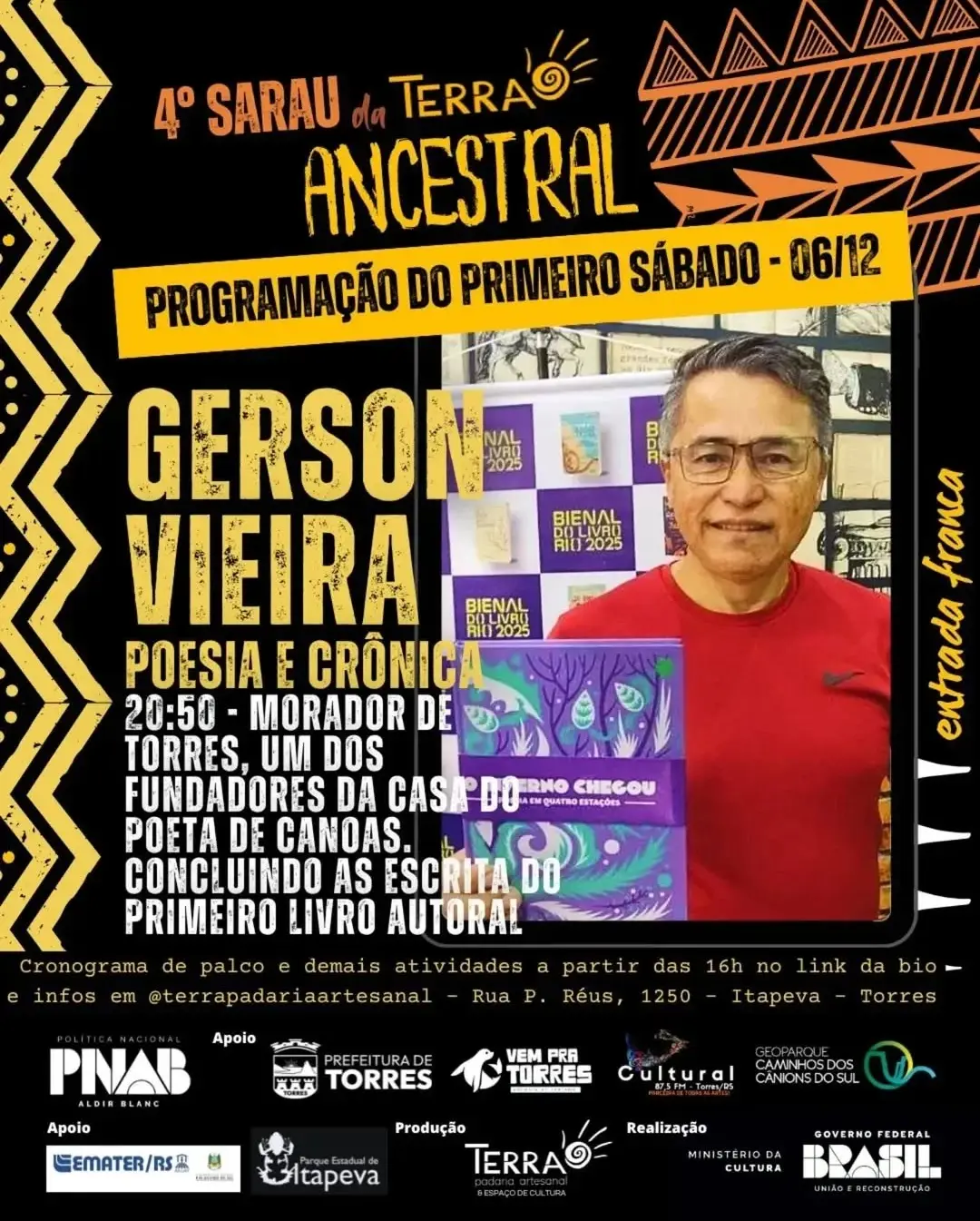 Torres Celebra a Cultura e Solidariedade no Sarau da Terra "Ancestral"