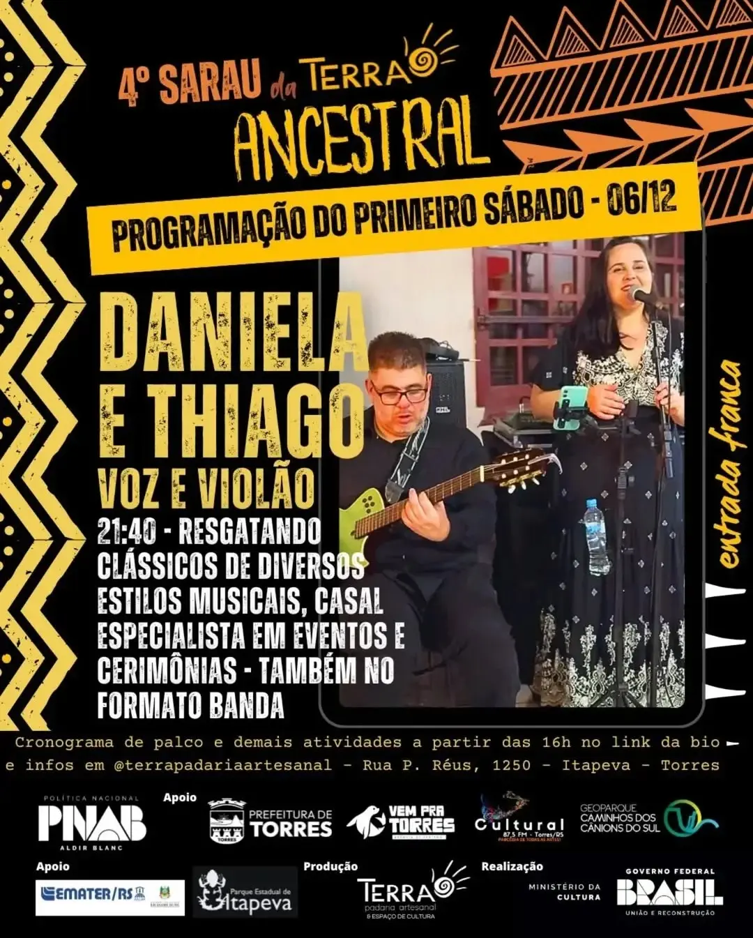 Torres Celebra a Cultura e Solidariedade no Sarau da Terra "Ancestral"