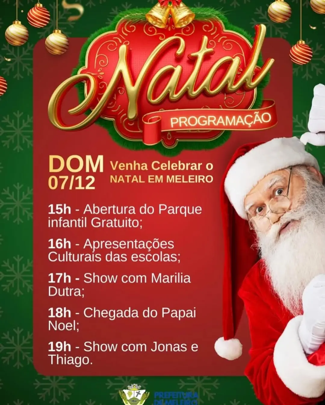 Meleiro Celebra a Magia do Natal com Programação Especial para Toda a Família