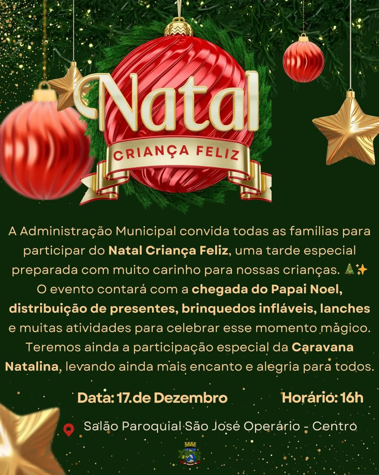 Mampituba Celebra o Natal com Festa para Crianças e Chegada do Papai Noel