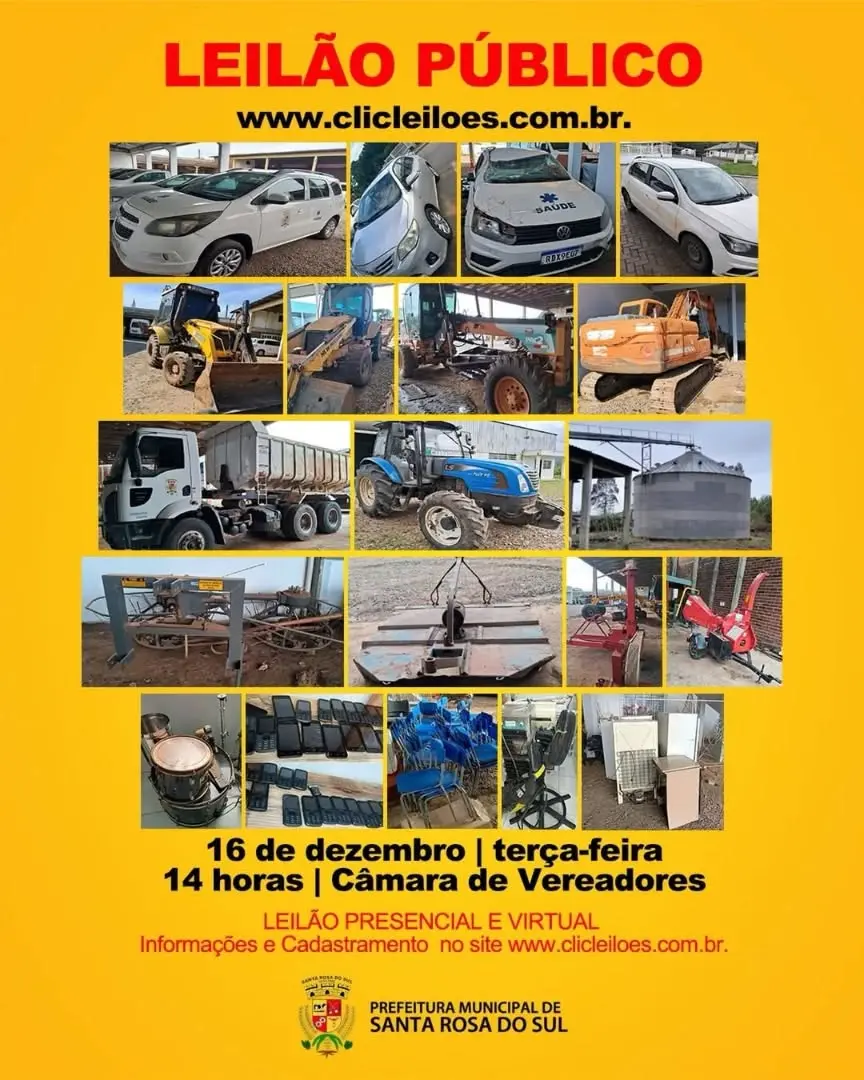 Santa Rosa do Sul Realiza Leilão Público de Bens Inservíveis: Confira os Detalhes!