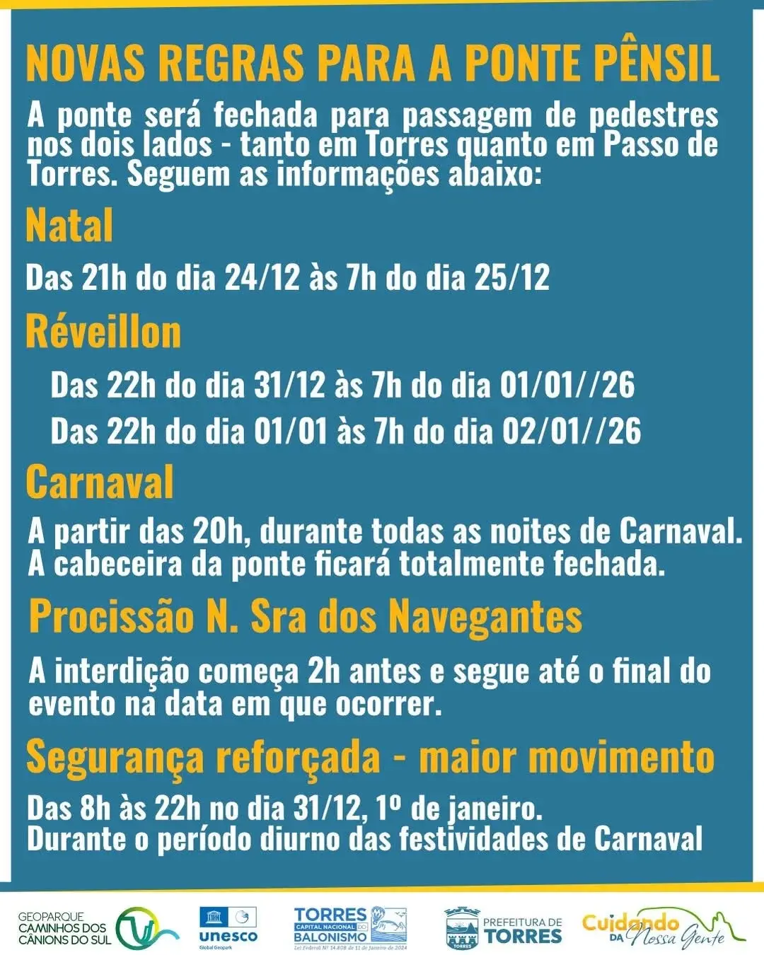 Ponte Pênsil: Torres e Passo de Torres Definem Novas Regras para Travessia
