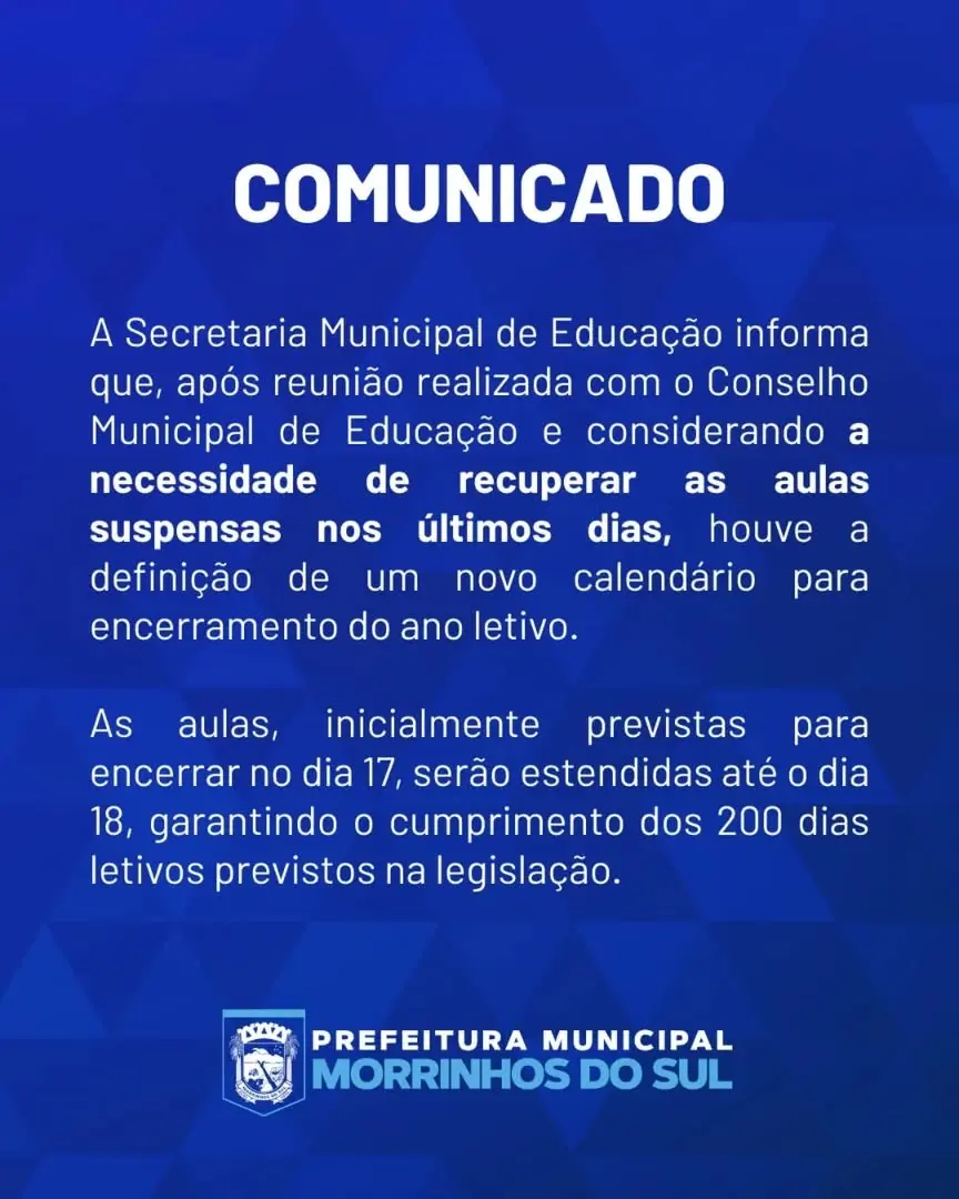 Morrinhos do Sul Estende Aulas para Garantir 200 Dias Letivos