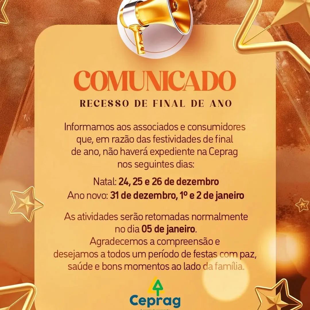 Ceprag Informa Recesso de Final de Ano: Planeje-se!