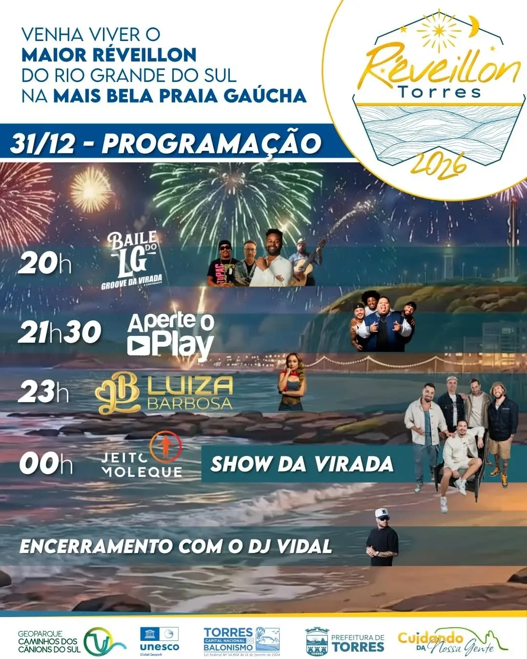 Réveillon 2026 em Torres: Programação Completa com Shows na Praia