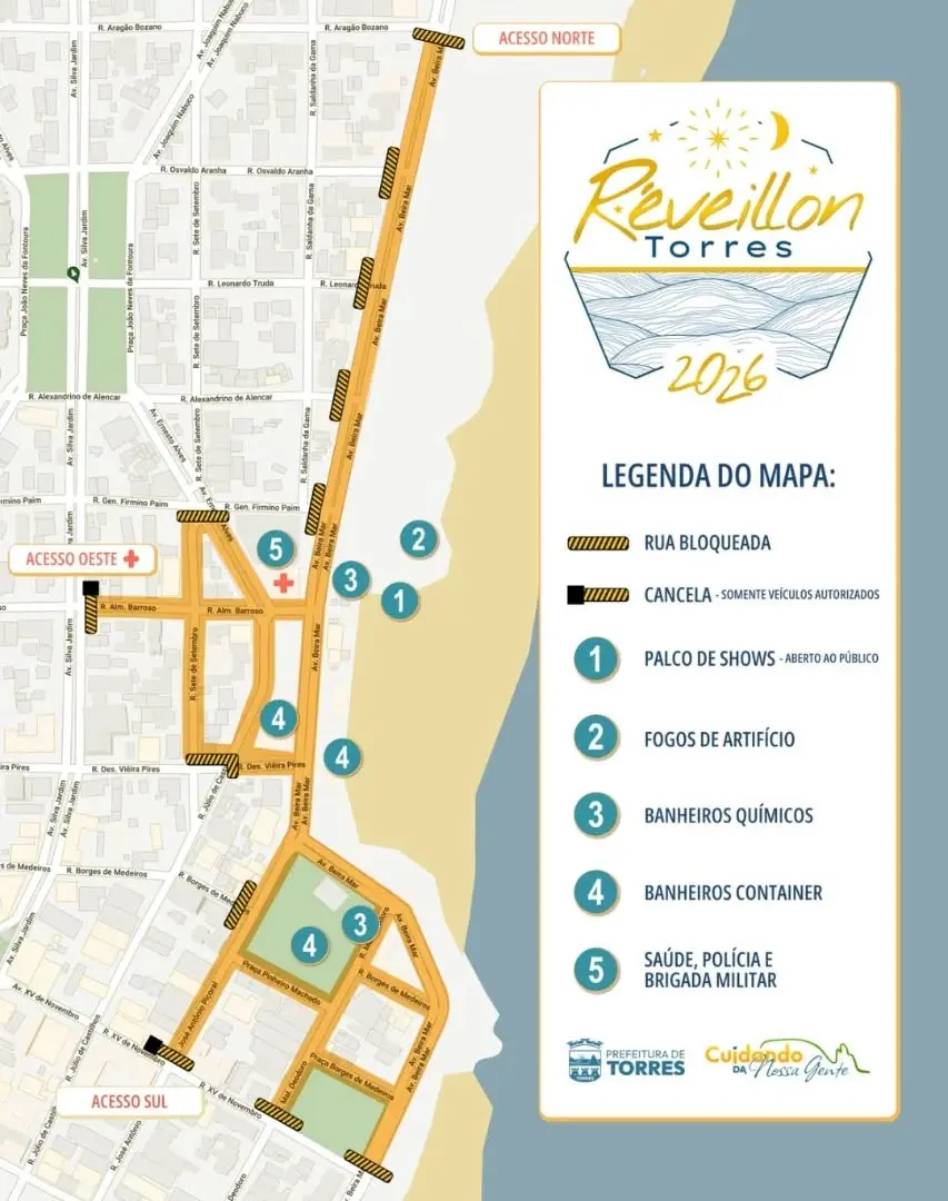 Ruas Bloqueadas em Torres para a Virada do Ano 2025: Prepare-se!