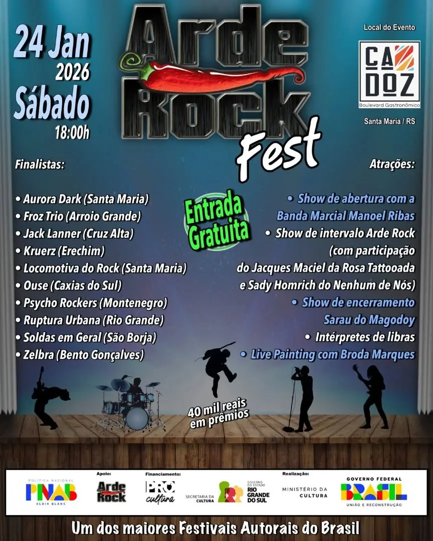 Arde Rock Fest 2026: Conheça os 10 Finalistas do Rock Autoral Gaúcho