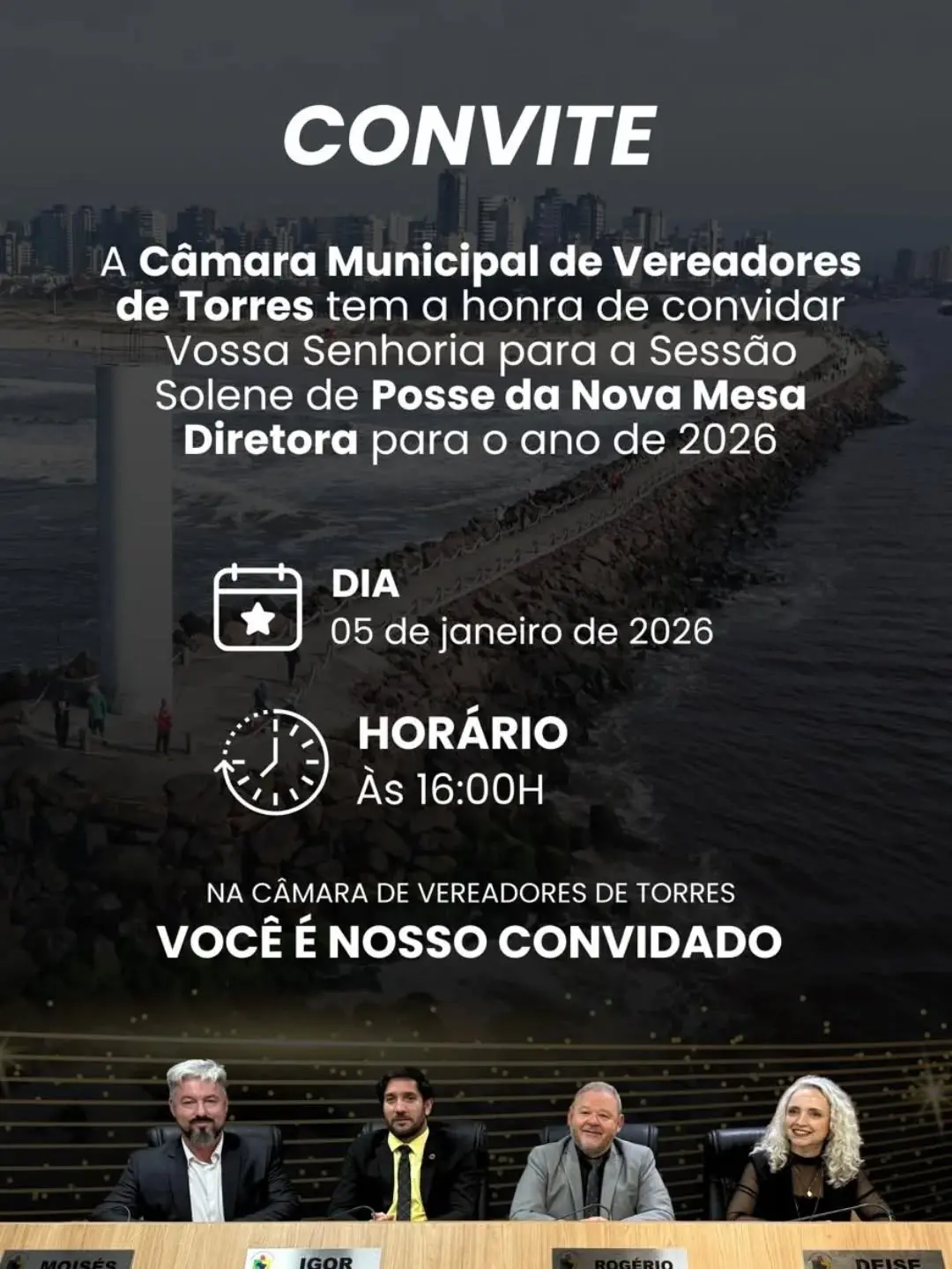 Igor Beretta é Reconduzido à Presidente da Câmara de Vereadores de Torres (RS) em Momento Histórico