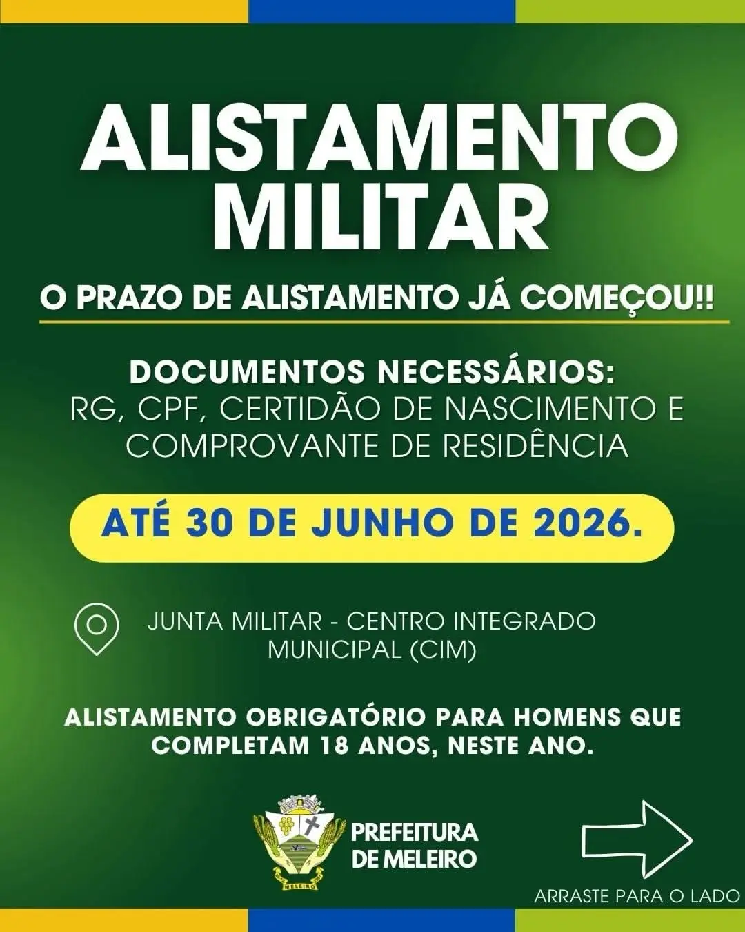 Alistamento Militar 2026: Jovens de Meleiro Devem se Alistar Até 30 de Junho
