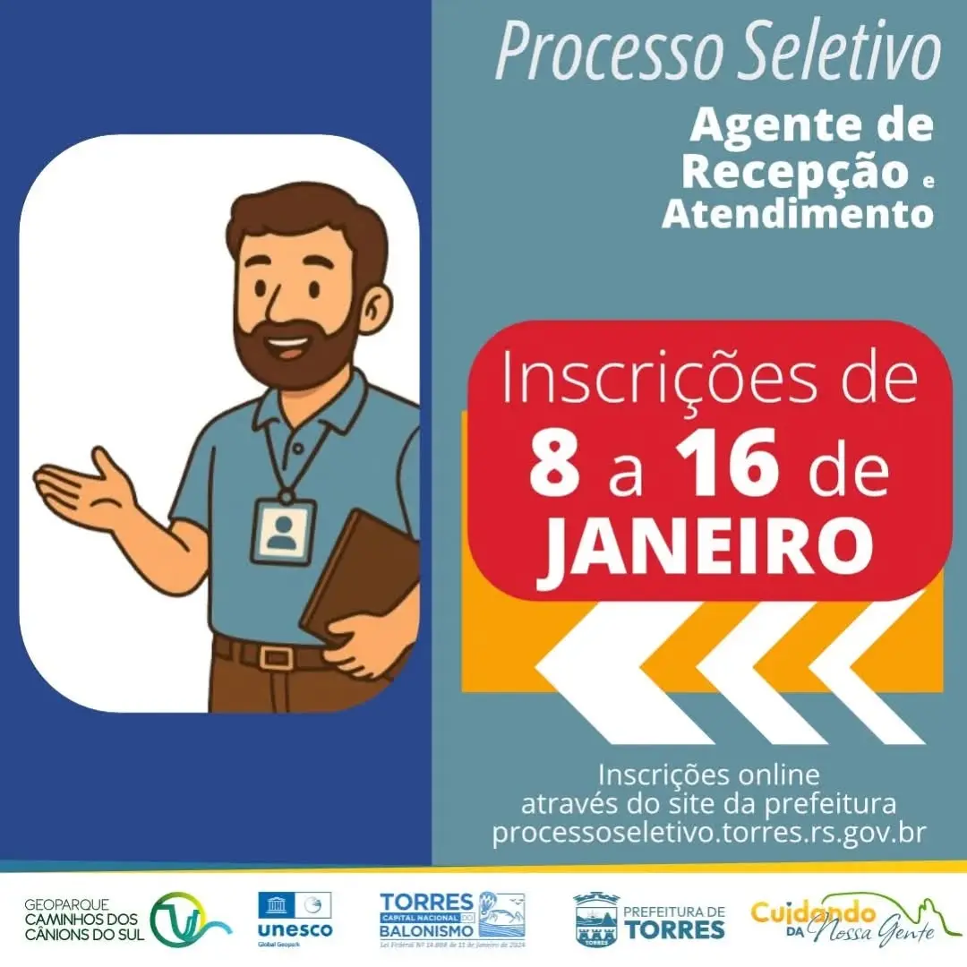 Prefeitura de Torres Abre Processo Seletivo para Agente de Recepção e Atendimento em 2026