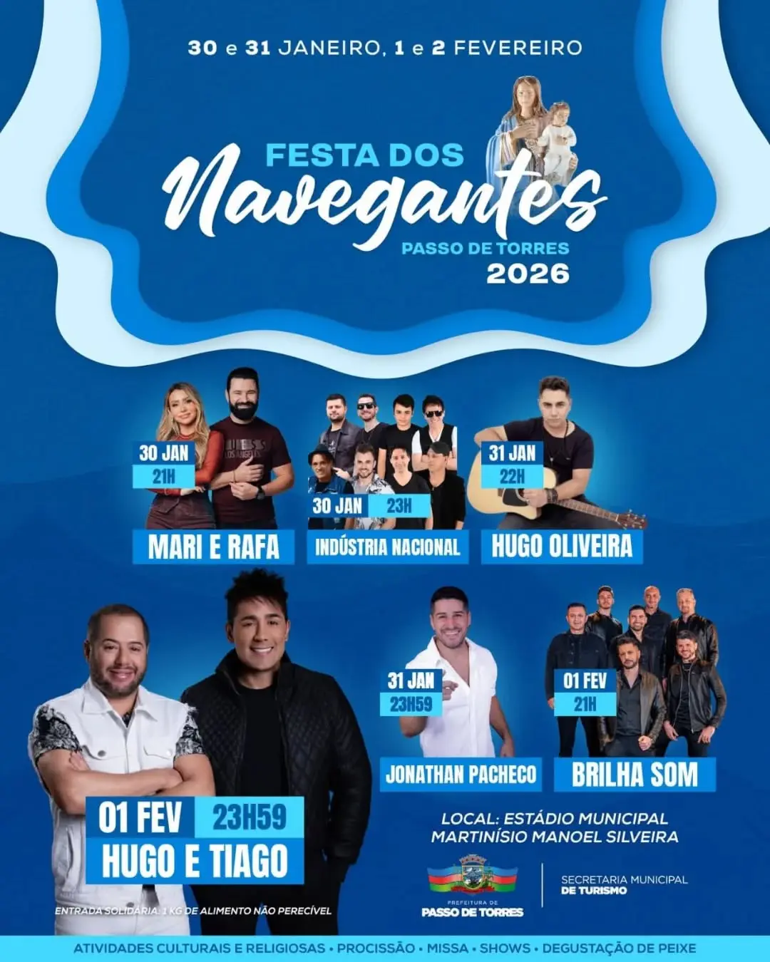 Festa dos Navegantes 2026: Passo de Torres Celebra com Show Gratuito de Hugo e Tiago
