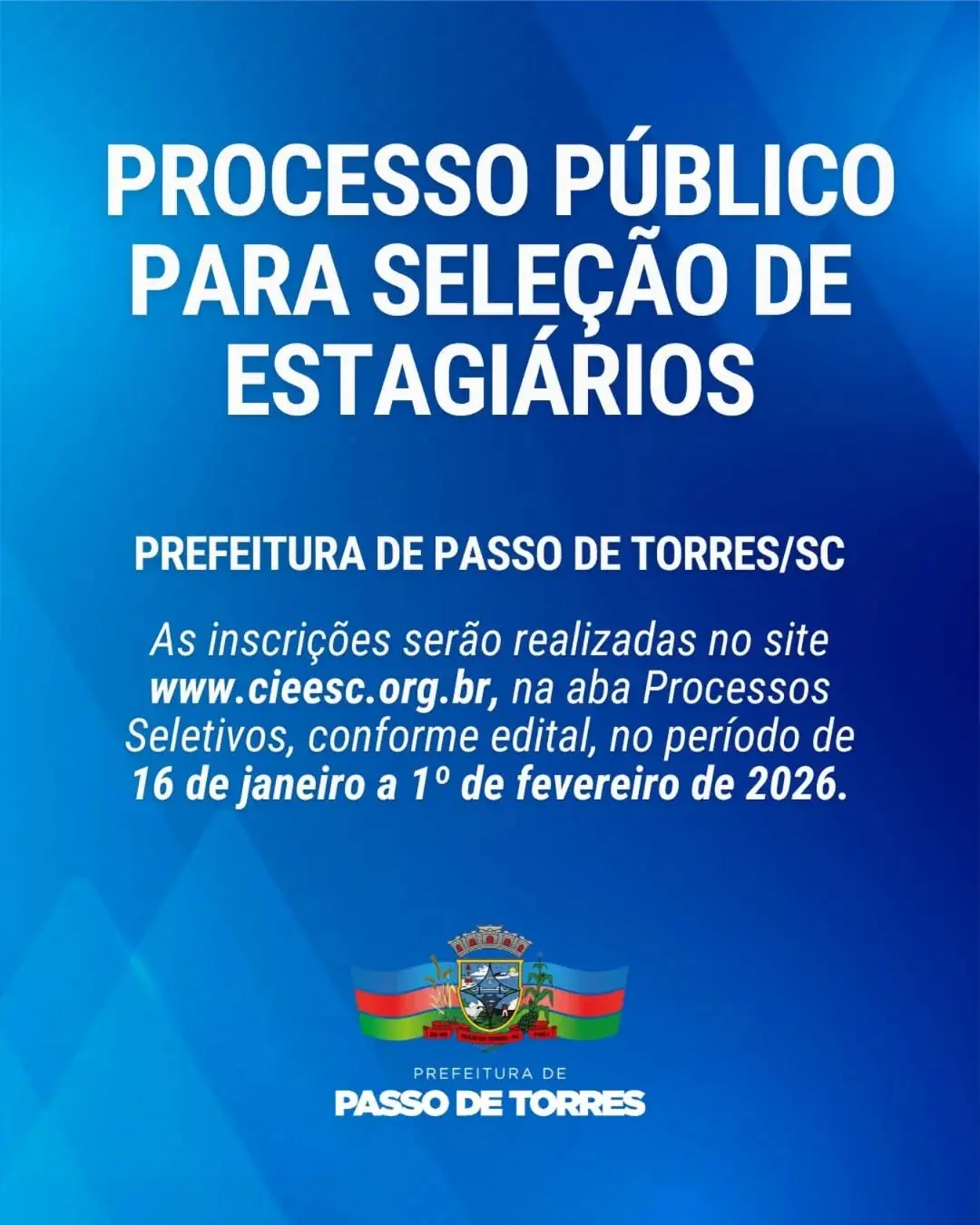 Prefeitura de Passo de Torres Abre Processo Seletivo para Estagiários em 2026