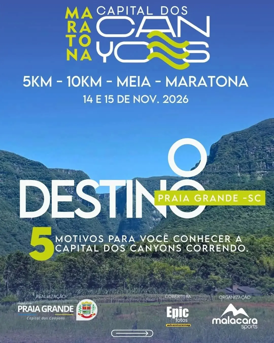 Maratona Capital dos Canyons: Corra em Praia Grande em 2026!