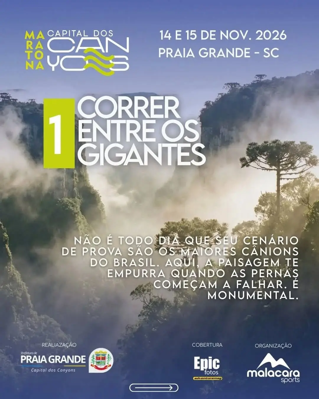 Maratona Capital dos Canyons: Corra em Praia Grande em 2026!