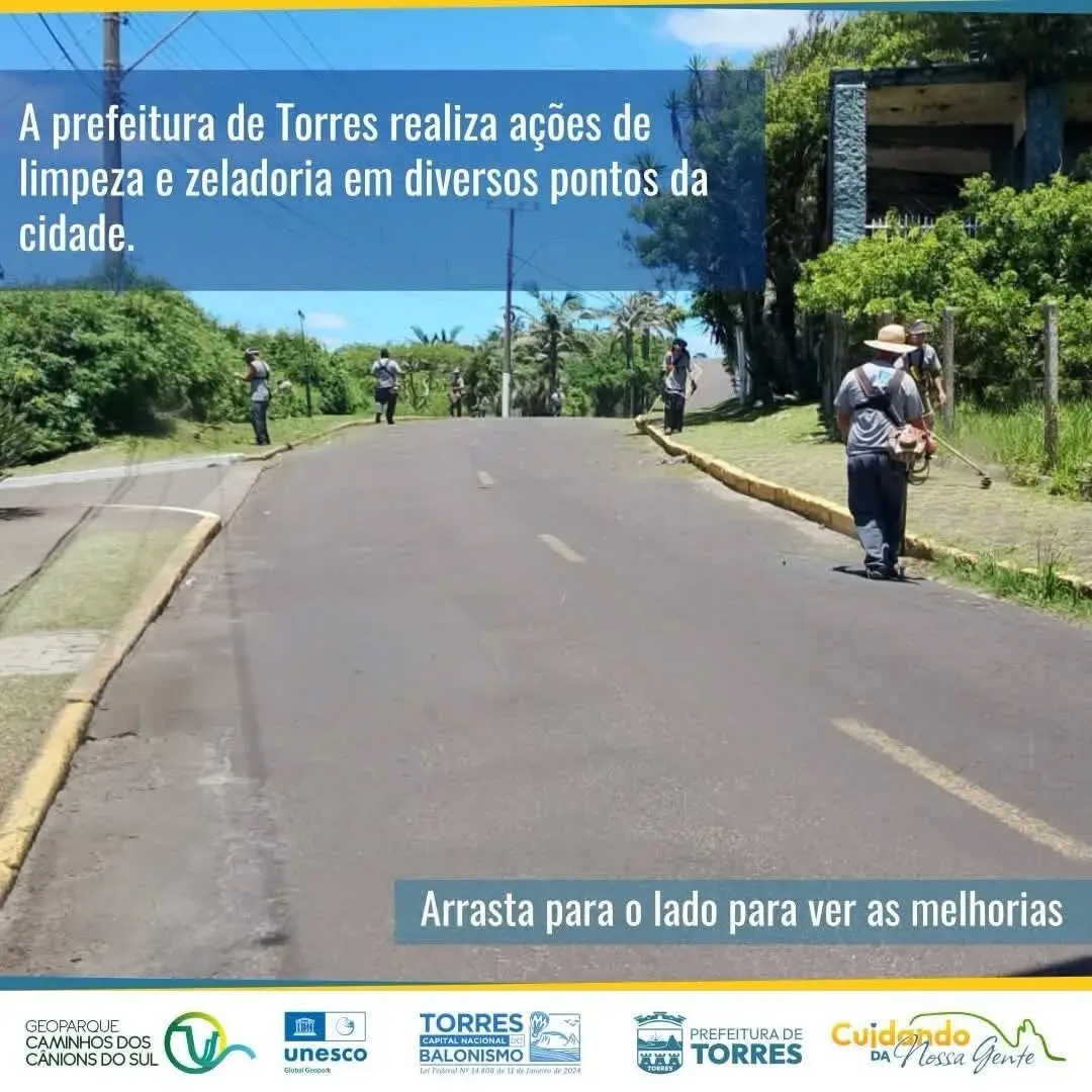 Torres intensifica limpeza urbana para alta temporada: Morro do Farol e arredores da Escola Cenesista recebem atenção especial