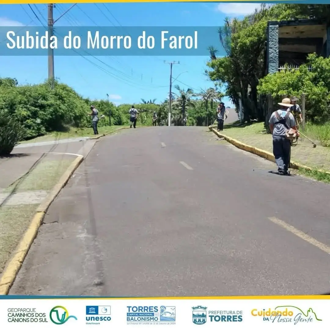 Torres intensifica limpeza urbana para alta temporada: Morro do Farol e arredores da Escola Cenesista recebem atenção especial