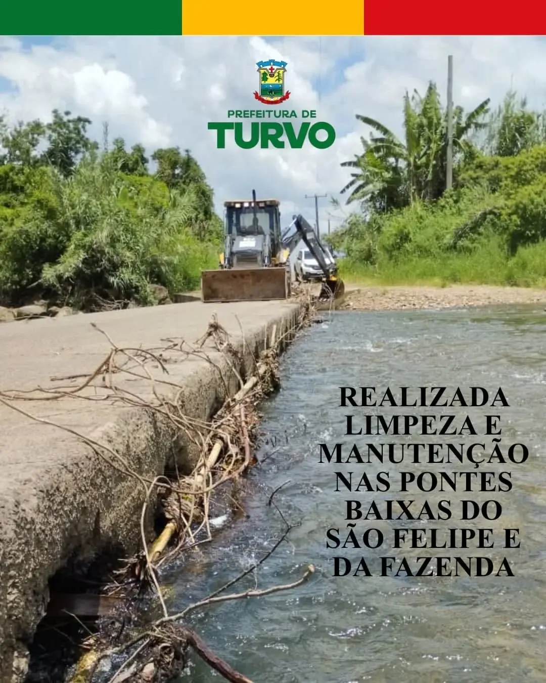 Prefeitura de Turvo intensifica limpeza de pontes para prevenir alagamentos