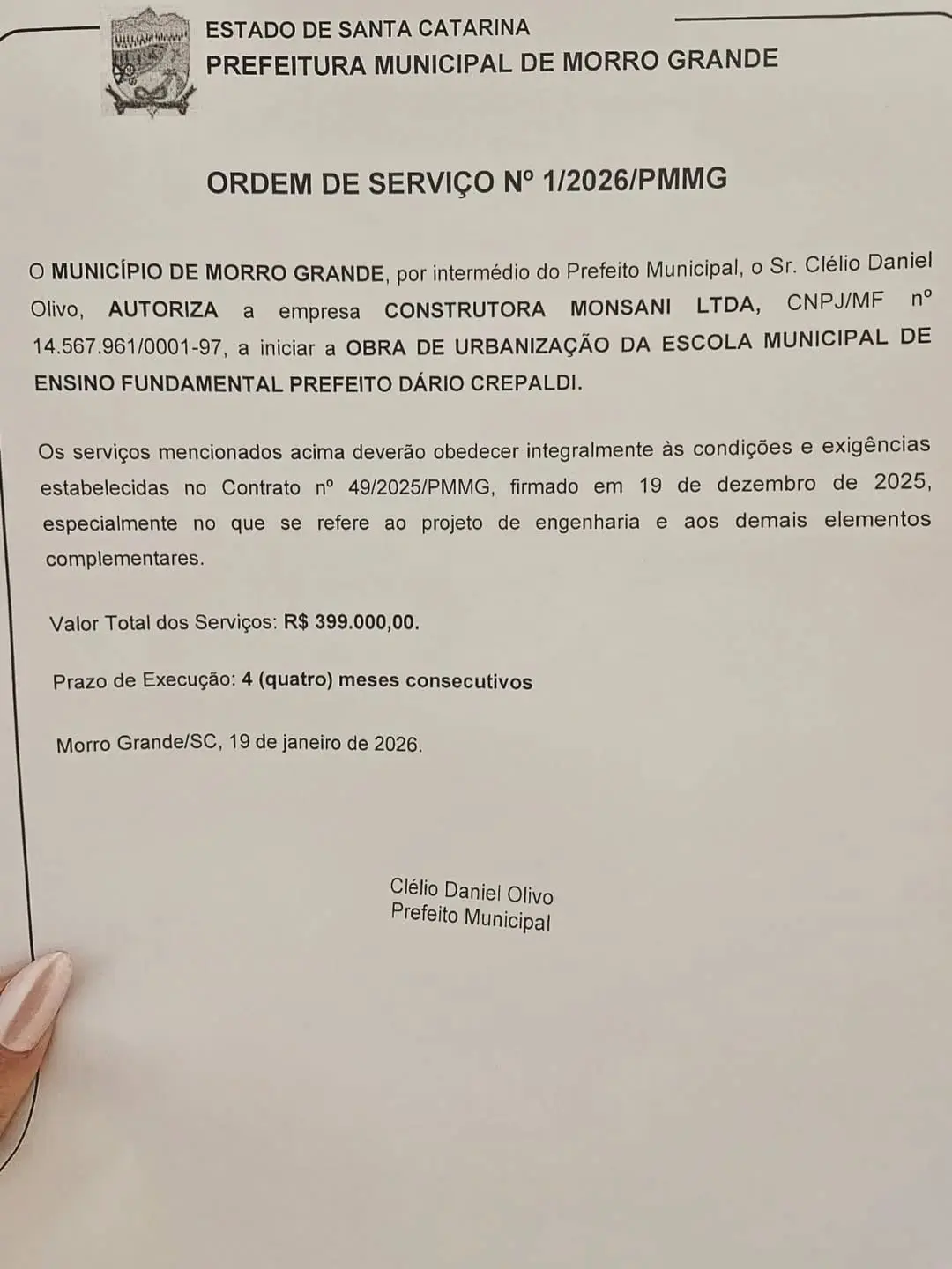 Morro Grande Investe na Educação: Escola Municipal Dário Crepaldi Recebe Urbanização