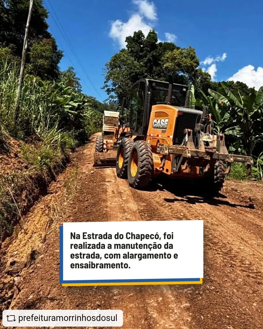 Prefeitura de Morrinhos do Sul Melhora Acesso e Segurança na Estrada do Chapecó