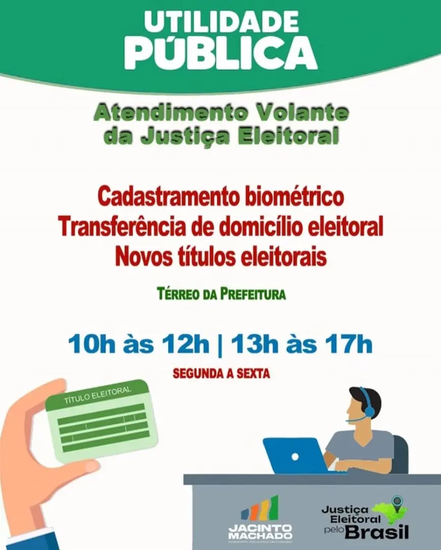 Justiça Eleitoral em Jacinto Machado: Atendimento Volante Disponível na Prefeitura
